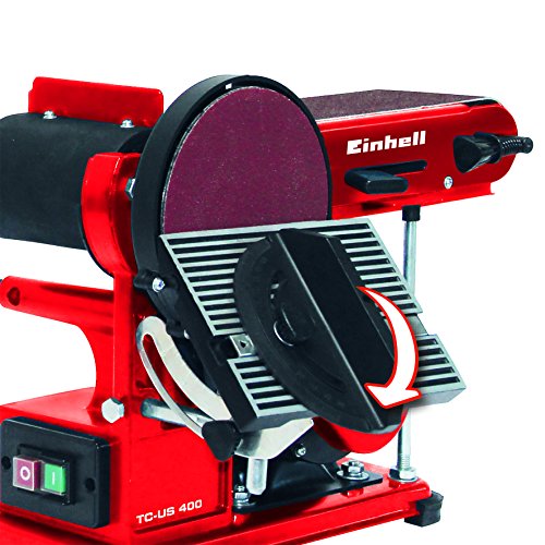 Einhell 4419255 TC-US 400 - Lijadora de plato, banda pivotable con tope, función de lijado de disco y banda