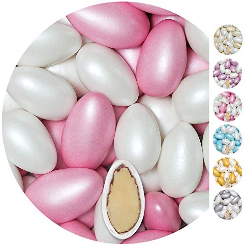 EinsSein 1kg Peladillas de almendras boda Conchiglia Mezcla blanco-rosado perla peladilla almendra bautizo bautizos grageas comunion comunión niño baratas confeti Fiesta cumpleaños chocolate Evento