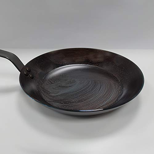 Eisenpfanne de Buyer Carbone Plus Lyonnaise - Sartén con espátula de Madera (28 cm)