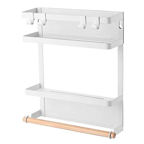 Eizurs Soporte para Rack de Almacenamiento Refrigerador magnético Estante de Estante Lateral Soporte de Pared Lateral de Cocina Multicapa Negro (Color : White)