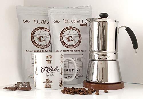 El Criollo - Café Descafeinado al Agua en Grano | 100% Arábica y Tueste Natural | Pack de 4x250 gr (1kg)