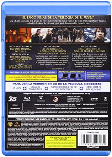 El Hobbit 3 : La Batalla De Los Cinco Ejercitos Edición Extendida Blu-Ray 3d [Blu-ray]