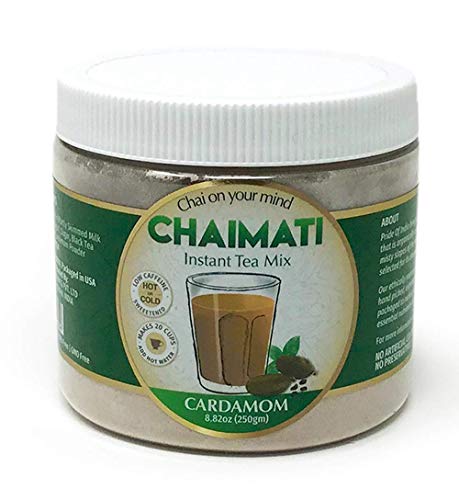 El orgullo de la India de café con leche en polvo instantánea cardamomo té chai premezcla, 8,82 onzas (250 gramos) jarra (hace 20 tazas)