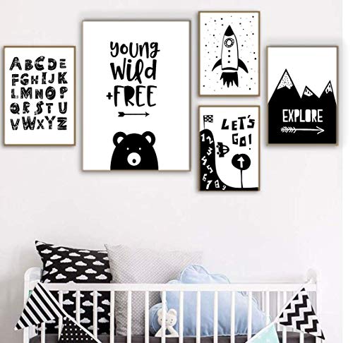 ELAFI Set de 3 Carteles para habitación Infantil A4 sin Marco | Cartel Infantil de Estilo escandinavo | Póster de bebé para habitación de bebé | Imágenes para niñas y niños.