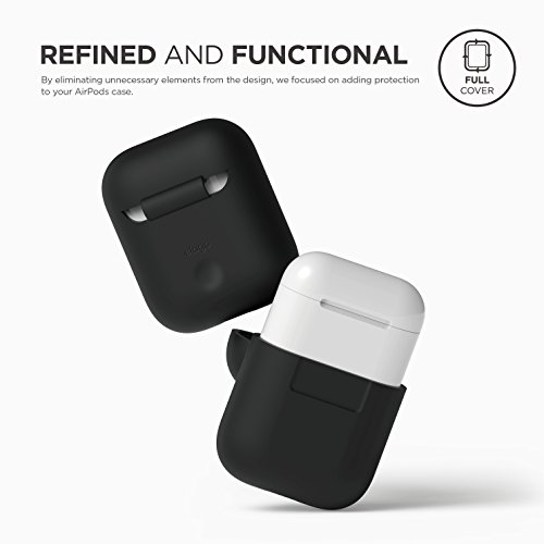 elago Funda Silicona Compatible con Apple AirPods 1 & 2 (LED Frontal no Visible) - Soporta Carga inalámbrica, Extra Protección (Negro)