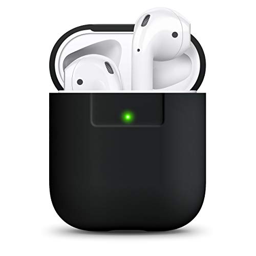 elago Funda Silicona Compatible con Apple AirPods 1 & 2 (LED Frontal no Visible) - Soporta Carga inalámbrica, Extra Protección (Negro)