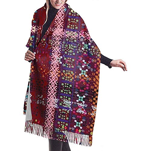 Elaine-Shop Boho Style Ethnic Plaid Pattern Tribal Art Print Tartan Cloth Winter Fall Warm Scarf Scarves Wrap Shawl for Men Women