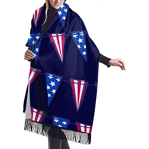 Elaine-Shop Bufanda grande Tinta dibujada a mano de patrones sin fisuras con bandera americana Chal Wrap Bufanda cálida de invierno Cape Bufandas de gran tamaño