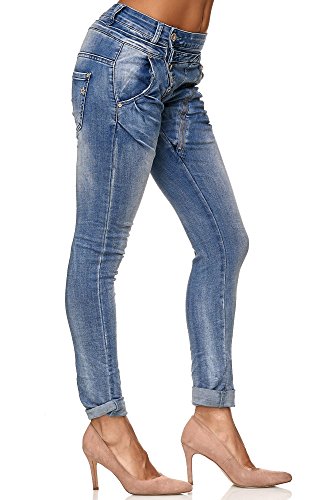 Elara Jeans para Mujer Boyfriend Baggy Botones Chunkyrayan Azul C613M Blue 40/L