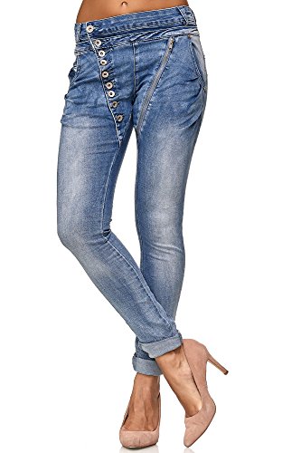 Elara Jeans para Mujer Boyfriend Baggy Botones Chunkyrayan Azul C613M Blue 40/L