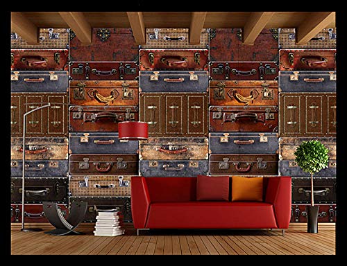 Elceonts Mural De Papel Tapiz De Restaurante 3D Vintage Maleta Marrón Maleta De Equipaje 300X210 Cm Imagen De Bricolaje De Tela No Tejida Utilizada Para La Decoración De La Sala De Café