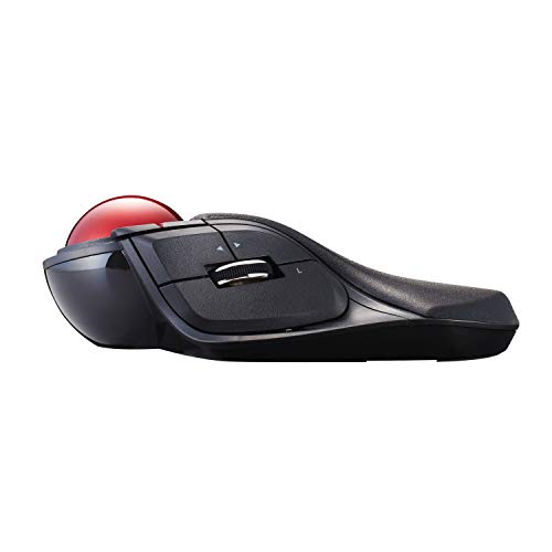 ELECOM M-HT1DRBK Wireless Trackball Mouse - Extra Large Ergonomic Design, 8-Button Function with Smooth Tracking, Black