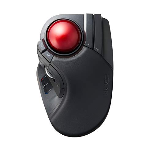 ELECOM M-HT1DRBK Wireless Trackball Mouse - Extra Large Ergonomic Design, 8-Button Function with Smooth Tracking, Black