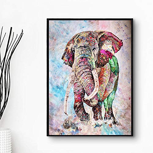 Elefante Carteles e impresiones Arte de la pared Imágenes abstractas de animales Cuadro Lienzo Pintura Sala de estar Decoración del hogar 70x90 cm