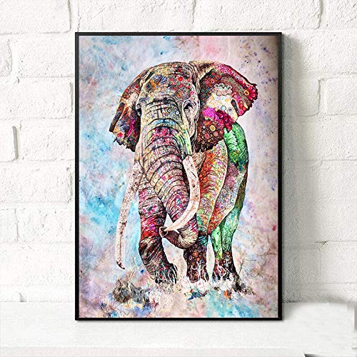 Elefante Carteles e impresiones Arte de la pared Imágenes abstractas de animales Cuadro Lienzo Pintura Sala de estar Decoración del hogar 70x90 cm