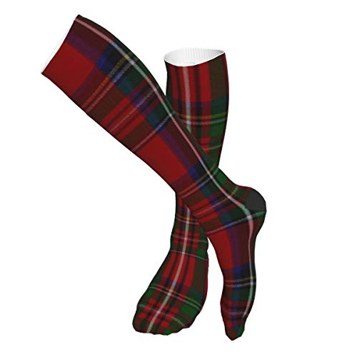 Elegante Royal Stewart Tartan Plaid Unisex Adulto Largo Deportes Socking Enfermera Médica Calcetines de Compresión Calentadores de Piernas para Teen Football Travel Running