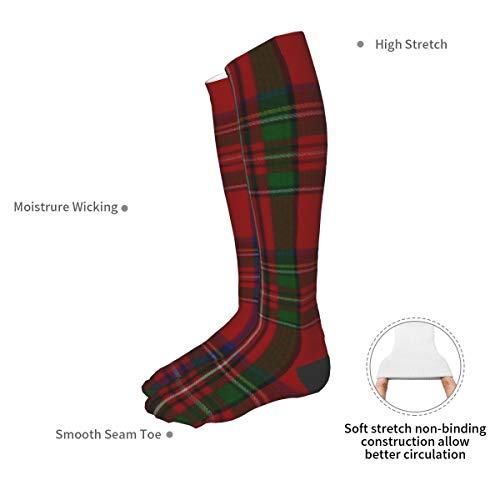 Elegante Royal Stewart Tartan Plaid Unisex Adulto Largo Deportes Socking Enfermera Médica Calcetines de Compresión Calentadores de Piernas para Teen Football Travel Running