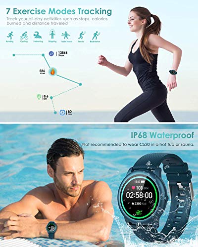 ELEGIANT Reloj Inteligente, Smartwatch para Hombres y Mujeres, Pulsera de Actividad IP68, Monitor de Frecuencia Cardíaca, Sueño, Podómetro 4 Diales + 1 Personalizado, Notificación para iOS Android