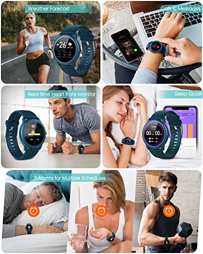 ELEGIANT Reloj Inteligente, Smartwatch para Hombres y Mujeres, Pulsera de Actividad IP68, Monitor de Frecuencia Cardíaca, Sueño, Podómetro 4 Diales + 1 Personalizado, Notificación para iOS Android