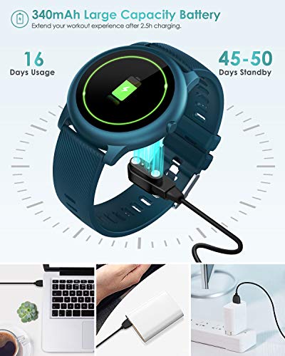 ELEGIANT Reloj Inteligente, Smartwatch para Hombres y Mujeres, Pulsera de Actividad IP68, Monitor de Frecuencia Cardíaca, Sueño, Podómetro 4 Diales + 1 Personalizado, Notificación para iOS Android