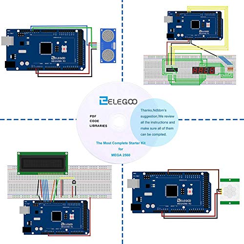 ELEGOO Conjunto Mas Completo y Avanzado de Iniciación Compatible con Arduino IDE Mega 2560 con Guías Tutorial en Español y Conjunto con Placa Controladora Mega 2560 R3, Servomotor, Motor Paso a Paso