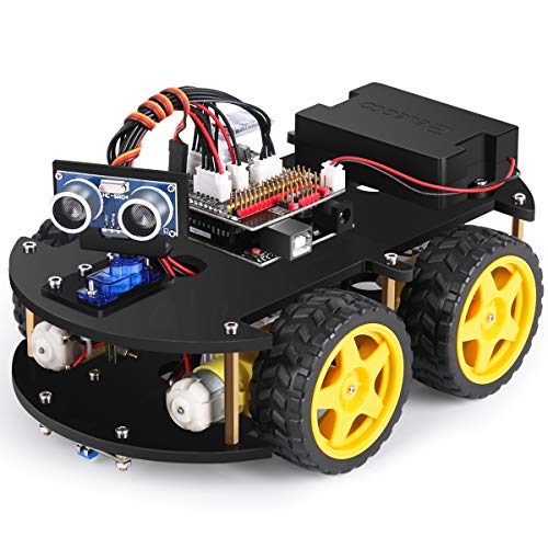 ELEGOO UNO R3 Kit de Coche Robot Inteligente V3.0 Plus Compatible con Arduino IDE con Módulo de Seguimiento de Línea, Sensor Ultrasónico, Módulo IR, Kit Robótico Coche Educativo STEM para Niño, Adulto