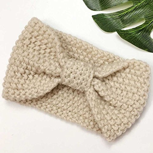 Elenxs Amarillento Nueva Chica Accesorios para el Cabello de Moda Caliente del Invierno de Las Mujeres de Bowtie de Ganchillo Trenzado Gorro de Lana Cap Diadema Señora Banda para el Cabello