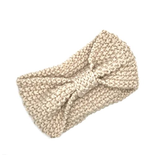 Elenxs Amarillento Nueva Chica Accesorios para el Cabello de Moda Caliente del Invierno de Las Mujeres de Bowtie de Ganchillo Trenzado Gorro de Lana Cap Diadema Señora Banda para el Cabello