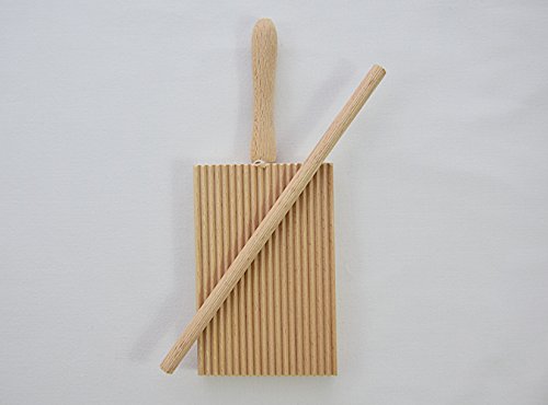 ELETTRO CENTER Item 298 Ridged Gnocchi Board and Garganelli Pasta Rod, madera, beige