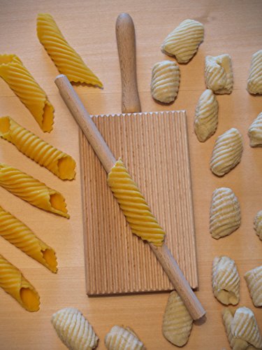 ELETTRO CENTER Item 298 Ridged Gnocchi Board and Garganelli Pasta Rod, madera, beige