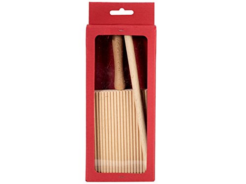 ELETTRO CENTER Item 298 Ridged Gnocchi Board and Garganelli Pasta Rod, madera, beige