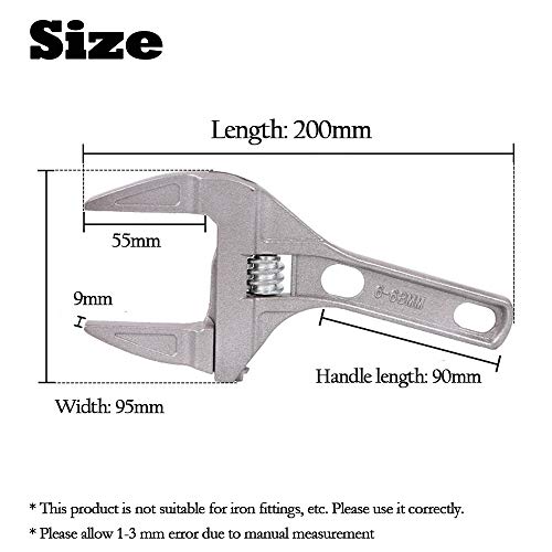 Elezenioc Llave Inglesa, Llave Universal Ajustable de 6 a 68mm Multifuncional de la Llave del Cuarto de Baño para baño, Industria, fijación de electrodomésticos, Muebles