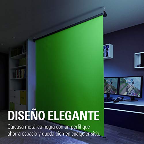 Elgato Green Screen MT - Panel Chromakey colgable, Bloqueo y replegado automáticos, Tejido Resistente Antiarrugas, Montaje en pared/techo (190 x 200 cm)