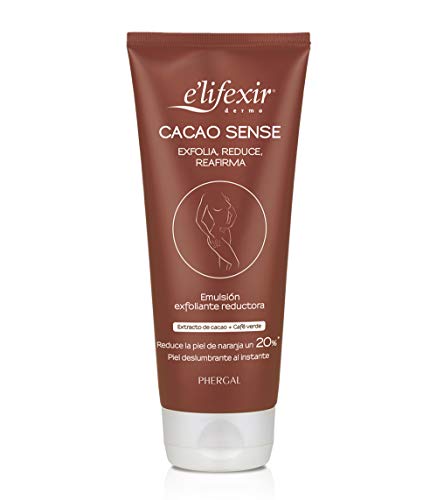 Elifexir Cacao Sense, Exfoliante Corporal, Reductor y Reafirmante, Mejora Luminosidad y Alisamiento, Reduce Grasas, Calma e Hidrata la Piel con Textura Ligera, Testado Dermatológicamente, 200ml