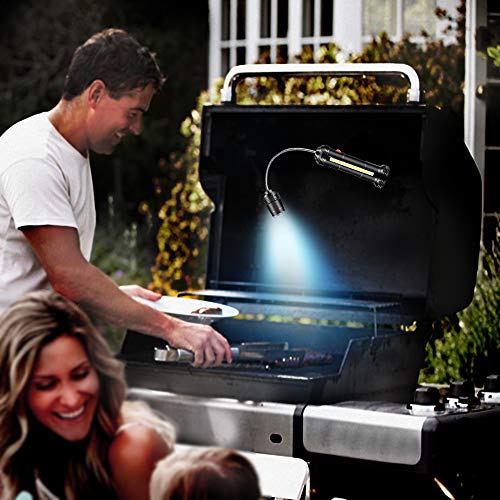 Elinala Luz de Barbacoa Magnetic, Luces De Parrilla al Aire Libre, Resistencia a la Intemperie, Impermeables y Luces LED Magnéticas para Exteriores Ajustables de 360 Grados para Barbacoa y Fiesta.