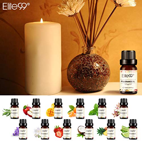 Elite99 Aceites de Fragancia, Aceites Esenciales para Humidificadores, Aceites de Aromaterapia de Frutas, Manzana, Mango, Agrios, Menta, Fresa, Coco, Piña y Limón, 10ML