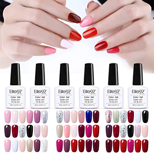 Elite99 Esmaltes Semipermanentes de Uñas en Gel UV LED, 6pcs Kit de Esmaltes de Uñas 10ml 011