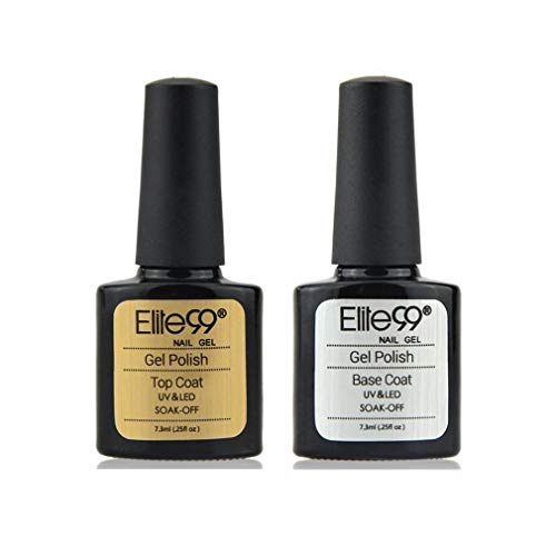 Elite99 Esmaltes Semipermanentes de Uñas en Gel UV LED de Color Neon, 2pcs Kit de Esmaltes de Uñas 7,3ml (Base y top coat)