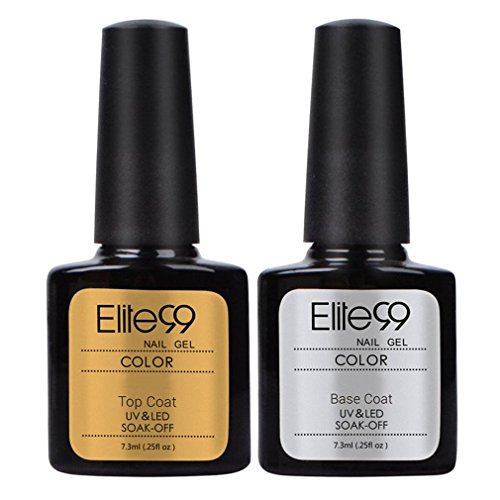 Elite99 Kit Manicura Francesa Uñas de Gel Laca Shellac Esmalte Semipermanente Color Gel + Top&Base Coat 4pcs Laca Soak Off Top Coat Base Coat UV LED Manicura Arte 7.3ml