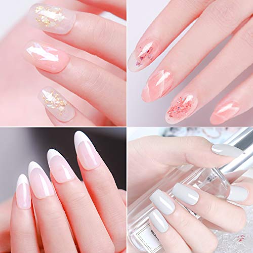 Elite99 Manicura Francesa Semipermanente Kit, 6 Colores de Esmaltes de Uñas Semipermanentes en Gel UV LED 10ML con Pegatina