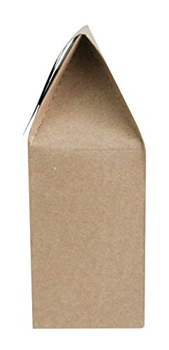 Emartbuy Bolsa de Regalo Papel Fuerte Levántate, 15 cm x 10 cm x 6 cm, Bolso Kraft Marrón Caja de Galletas Dulces Con Ventana Transparente - Paquete de 12