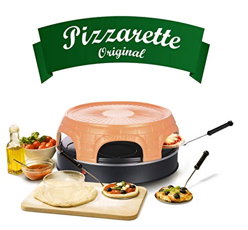 Emerio Po de 115848 Pizza Salva Original, Pizza Horno para 6 personas con handg. Campana de barro terracota, Negro