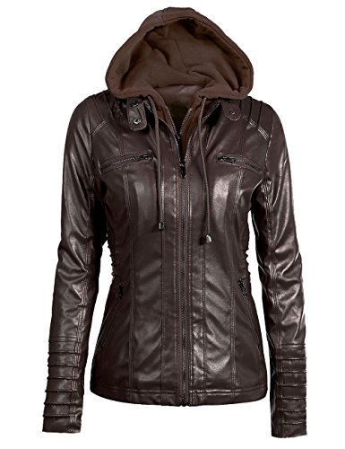 EMMA - Chaqueta para Mujer con Capucha Desmontable con Cremallera, color Cafe, XX-Large