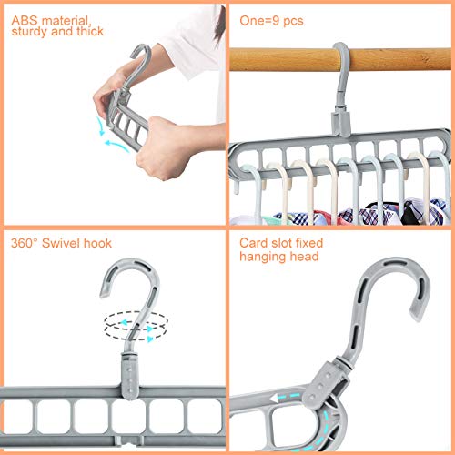 Emooqi Magic Hanger, Perchas Que Ahorran Espacio/Perchas Ropa Organizador,9 Hoyos Perchas De Almacenamiento Plegables,Girar Libremente 360 ​​Grados Soporte para Colgador