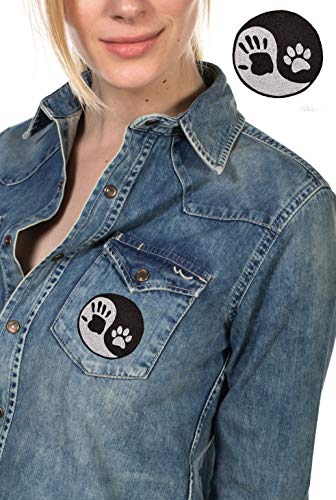 Emporium Embroidery Yin Yang Mano y Huella de Perro Bordado Hierro en Parches Chaqueta Badge Cap Jeans Applique [pequeño]