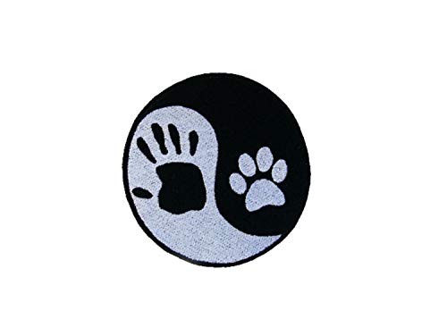 Emporium Embroidery Yin Yang Mano y Huella de Perro Bordado Hierro en Parches Chaqueta Badge Cap Jeans Applique [pequeño]