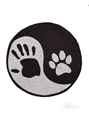 Emporium Embroidery Yin Yang Mano y Huella de Perro Bordado Hierro en Parches Chaqueta Badge Cap Jeans Applique [pequeño]