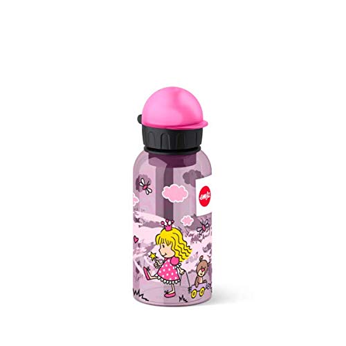 Emsa 518122 - Botella hermética con diseño de Princesas, Capacidad de 0.4 l, antiderrame con Piezas fáciles de Limpiar, Ligeras y fáciles de manipular para niños