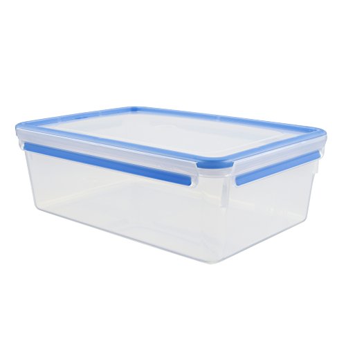 Emsa Clip & Close Conservador Hermético de Plástico Rectangular de 5,5 L, Transparente y azul