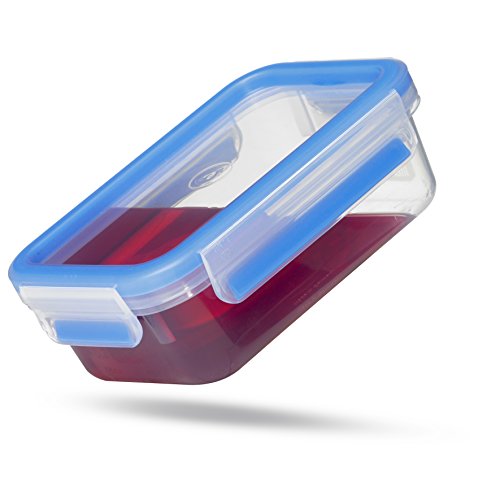 Emsa Clip & Close Conservador Hermético de Plástico Rectangular, Transparente y Azul, 2 L